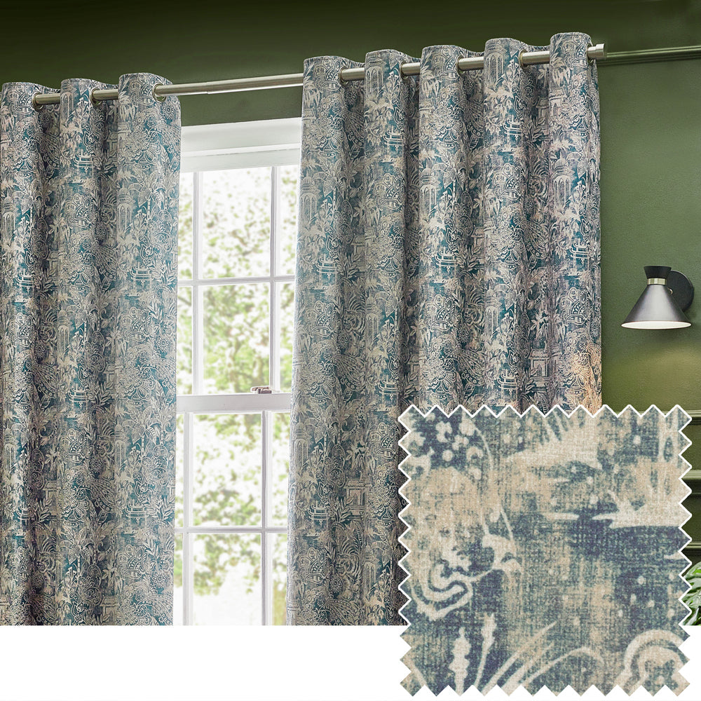 Bengal Chenille Room Darkening Eyelet Curtains Wedgewood