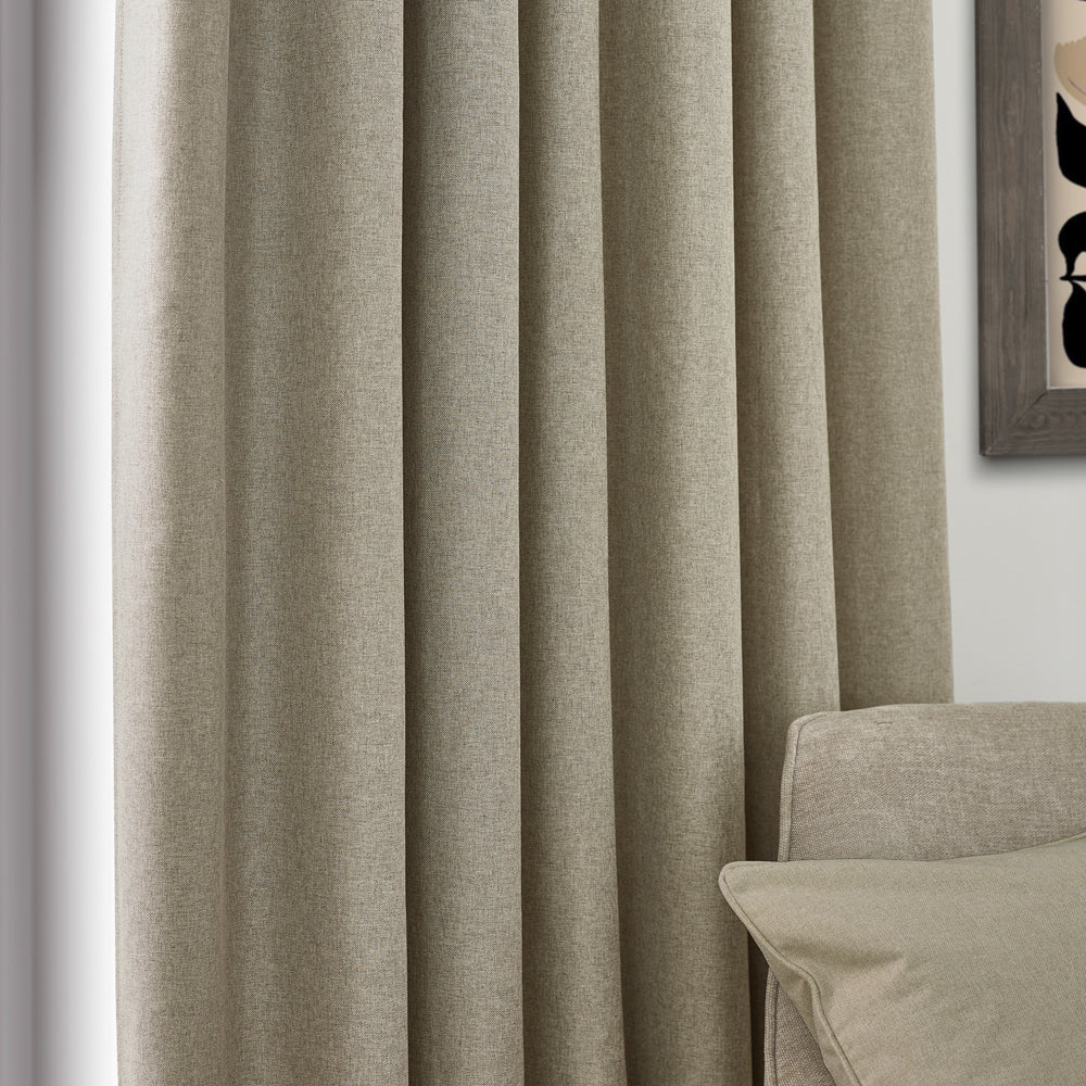 Dawn Textured Blackout Pencil Pleat Curtains Natural