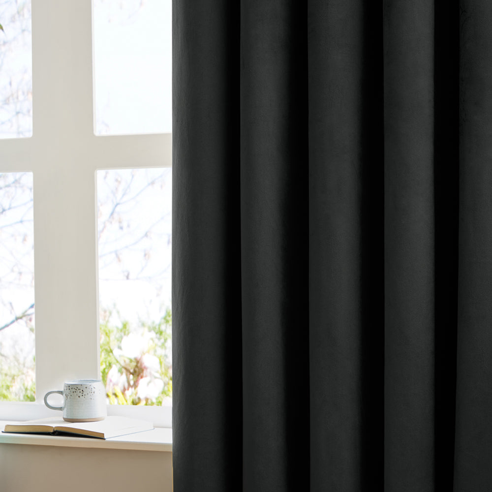 The Ultimate Velvet Room Darkening Pencil Pleat Curtains Black