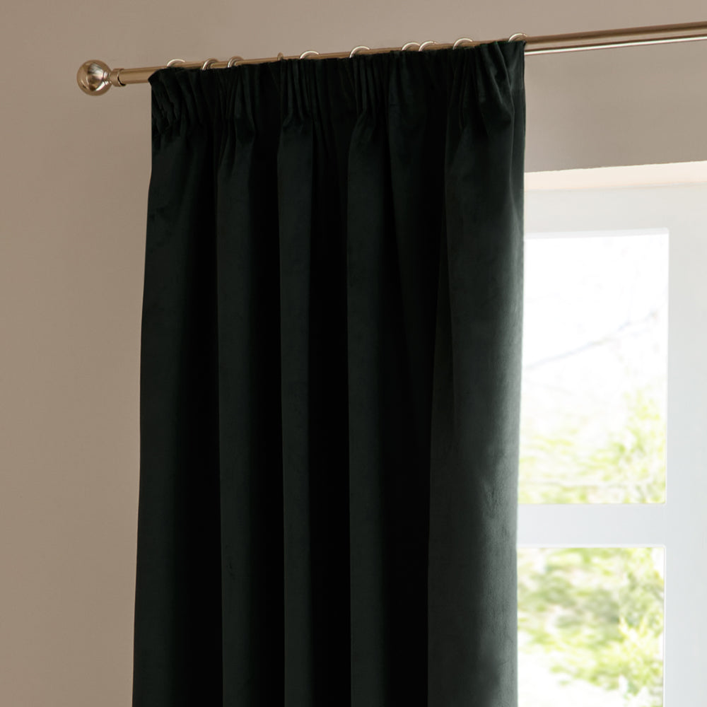 The Ultimate Velvet Room Darkening Pencil Pleat Curtains Black