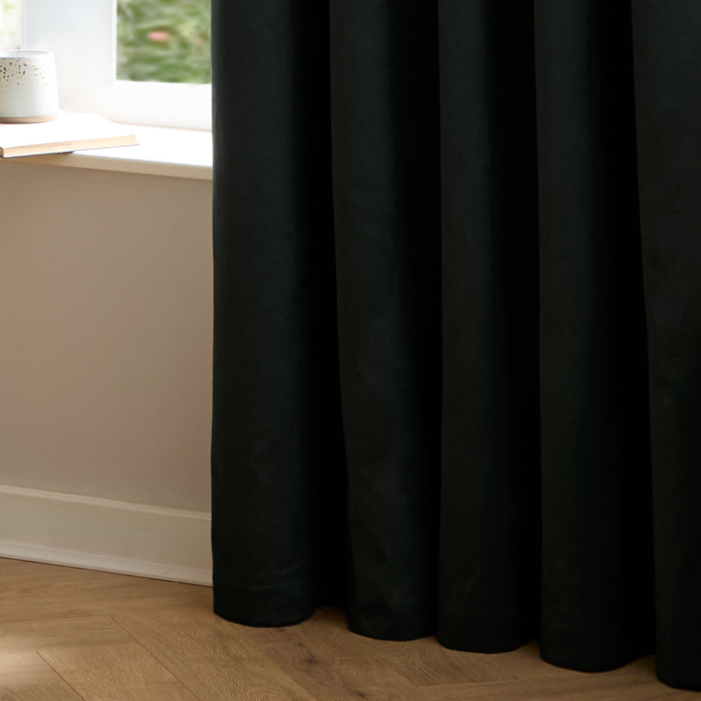 The Ultimate Velvet Room Darkening Pencil Pleat Curtains Black
