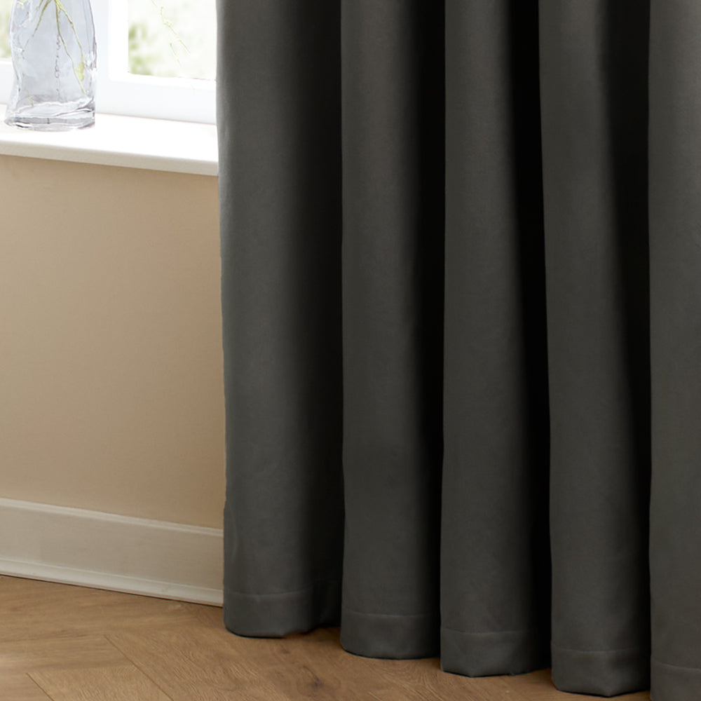 The Ultimate Velvet Room Darkening Pencil Pleat Curtains Charcoal