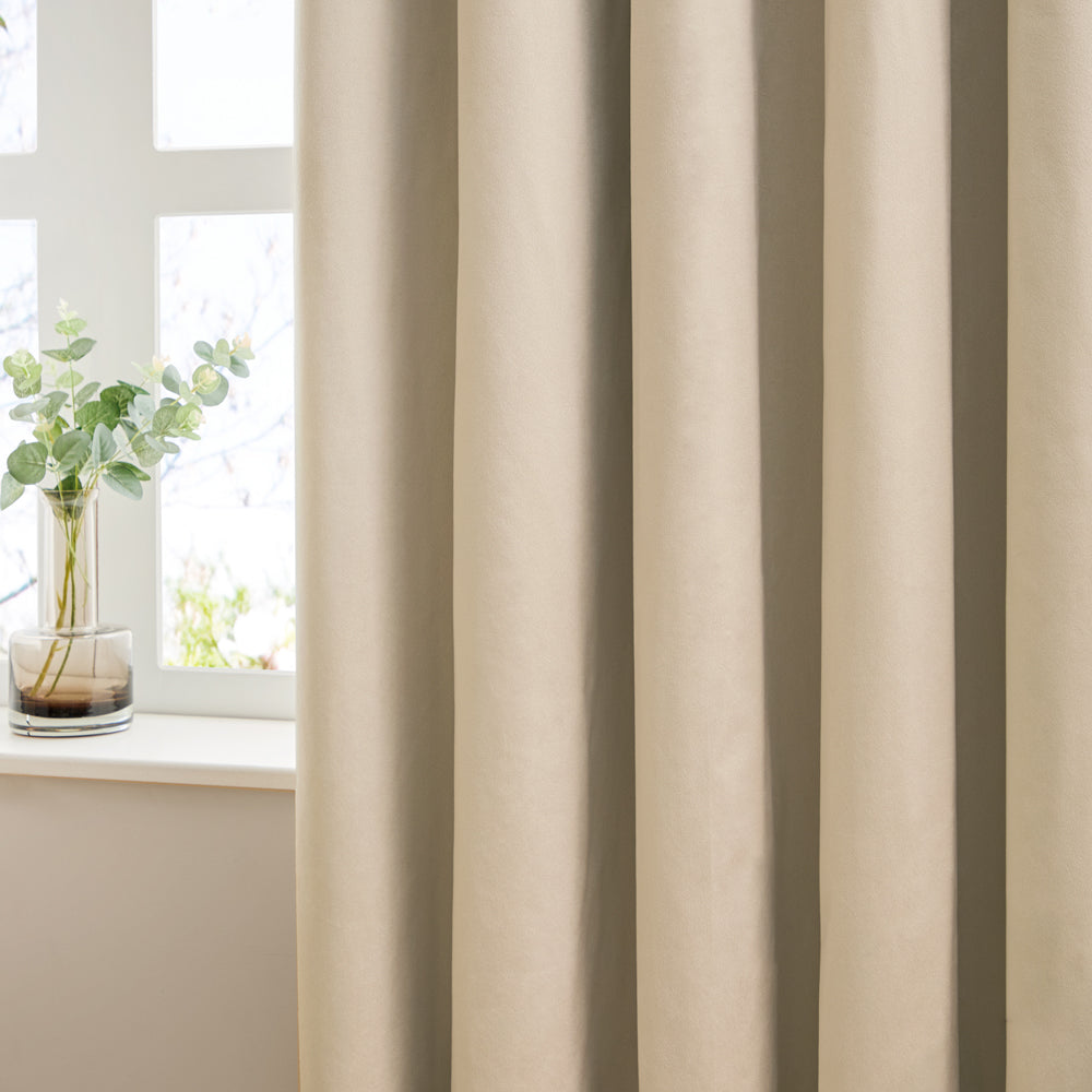 The Ultimate Velvet Room Darkening Pencil Pleat Curtains Natural