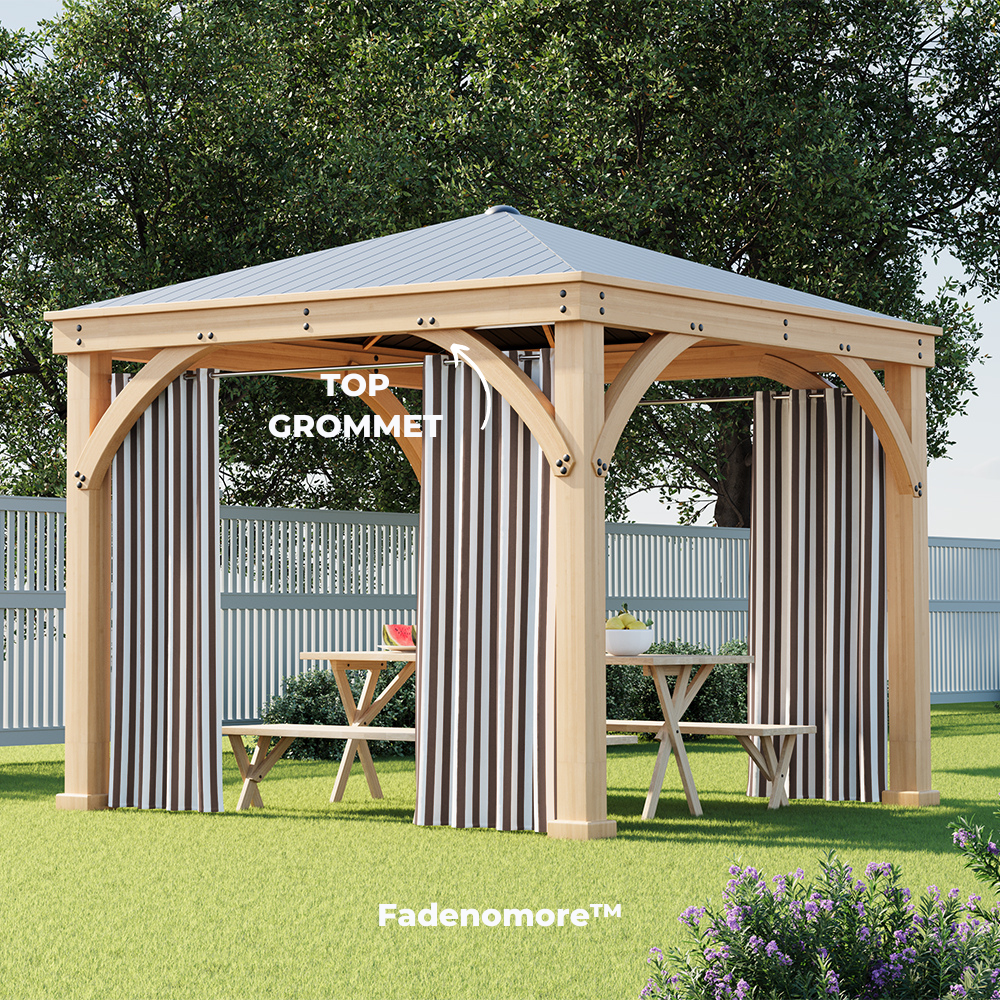 Grommet Top Windproof and Waterproof Striped Outdoor Curtains 1 Panel | Fadenomore