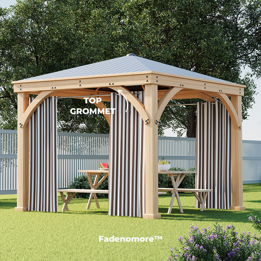 Grommet Top Windproof and Waterproof Striped Outdoor Curtains 1 Panel | Fadenomore