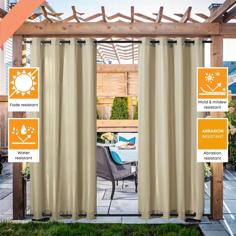 Grommet Windproof Waterproof Outdoor Curtains Canvas Curtains for Patio 1 Panel | Outdoor Canvas
