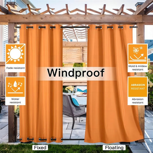 Grommet Windproof Waterproof Outdoor Curtains Canvas Curtains for Patio 1 Panel | Outdoor Canvas