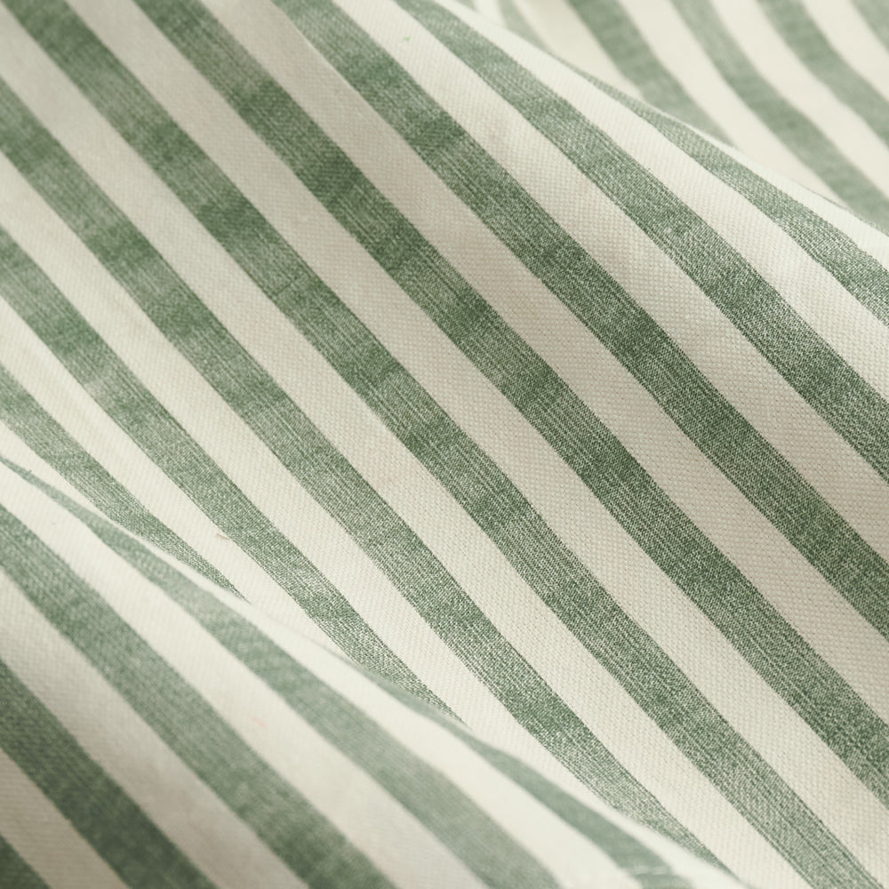 Hebden Striped 100% Cotton Lined Pencil Pleat Curtains Forest Green