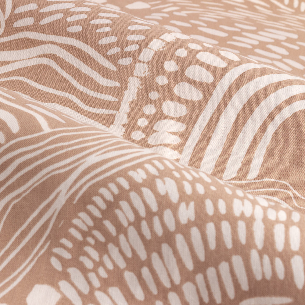 Nola Abstract 100% Cotton Lined Curtains Oat