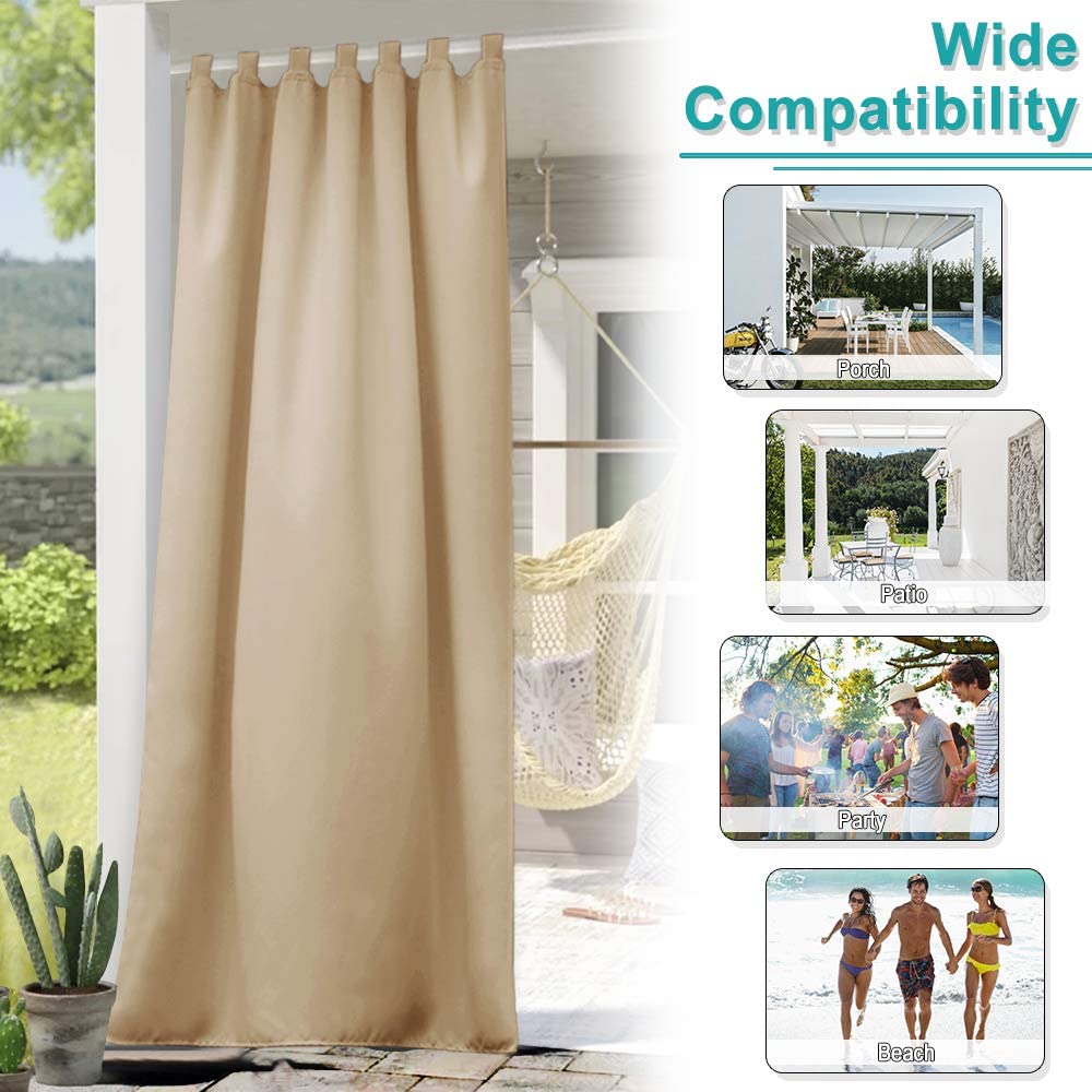 Porch Deck Waterproof Tab Top Outdoor Curtains 1 Panel | Outdoor Standard