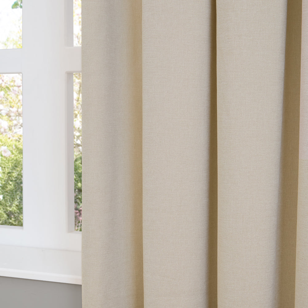 Soft Chenille Blackout Pencil Pleat Curtains Ecru