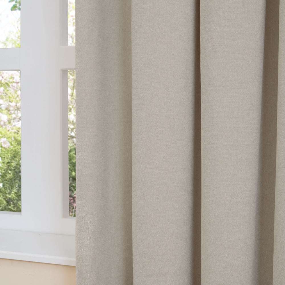 Soft Chenille Blackout Pencil Pleat Curtains Natural