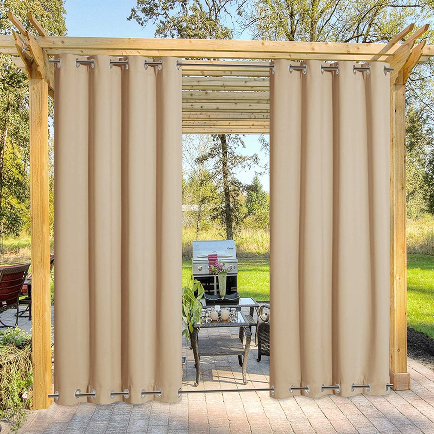 Top & Bottom Grommet Windproof Outdoor Curtains for Patio 1 Panel | Outdoor Standard