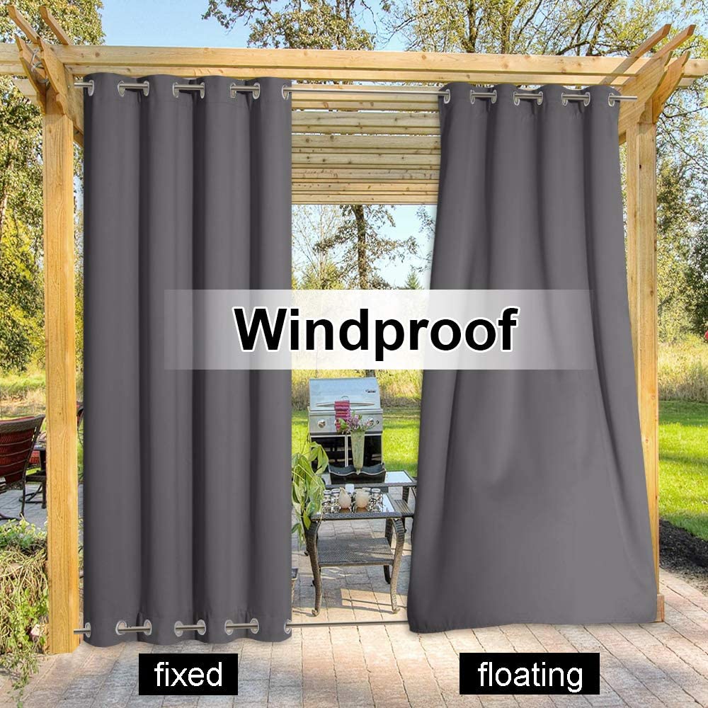 Top & Bottom Grommet Windproof Outdoor Curtains for Patio 1 Panel | Outdoor Standard