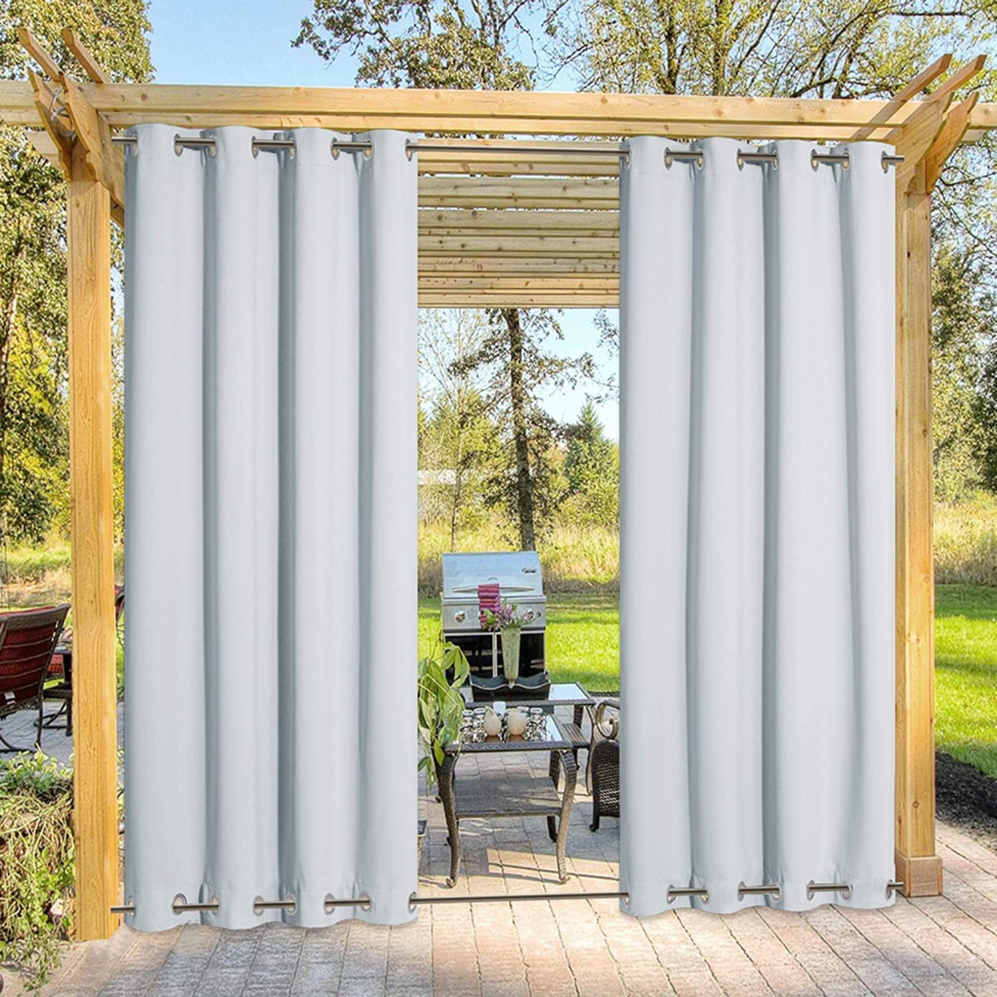 Top & Bottom Grommet Windproof Outdoor Curtains for Patio 1 Panel | Outdoor Standard