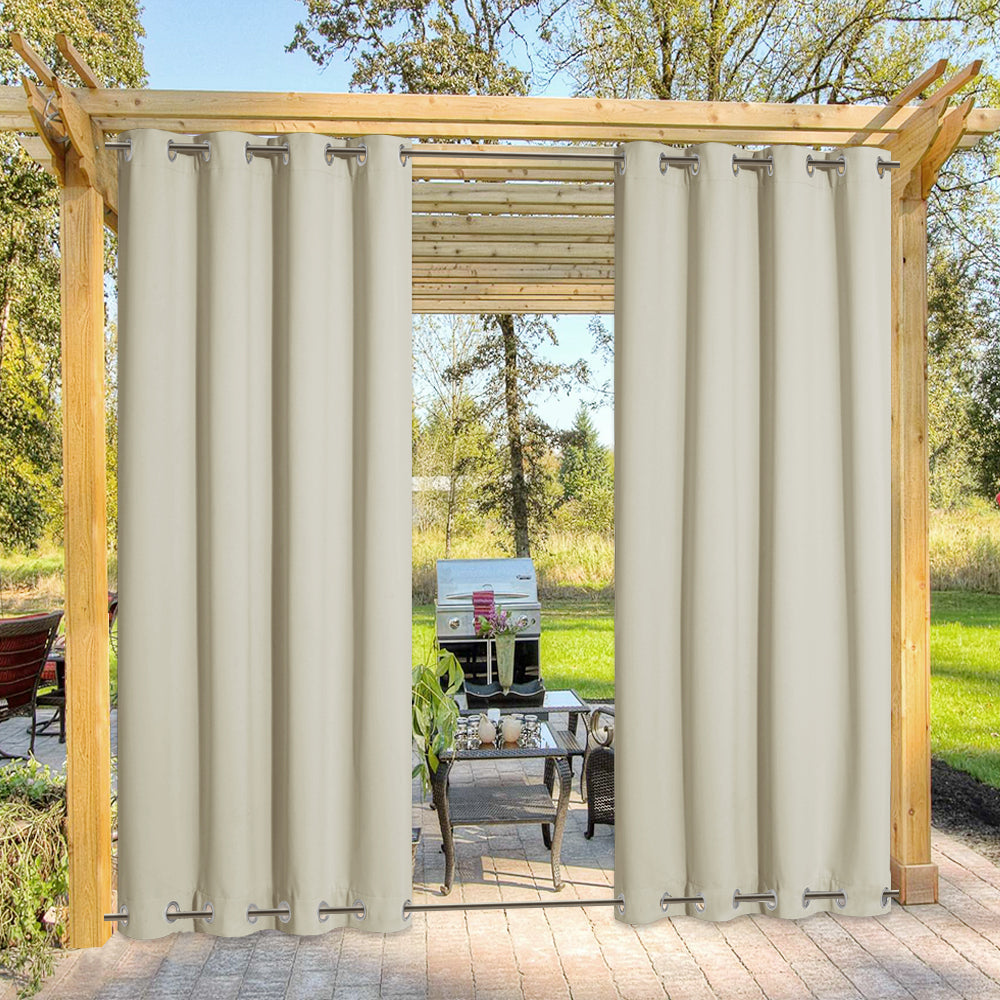 Top & Bottom Grommet Windproof Outdoor Curtains for Patio 1 Panel | Outdoor Standard