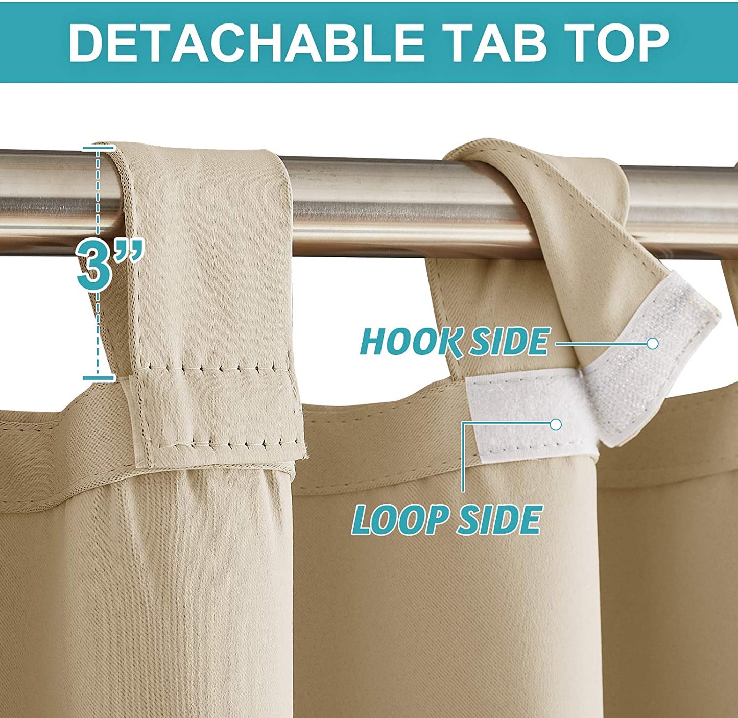 Velcro Tab Top Waterproof Outdoor Curtains for Garage / Patio, 1 Panel | Outdoor Standard