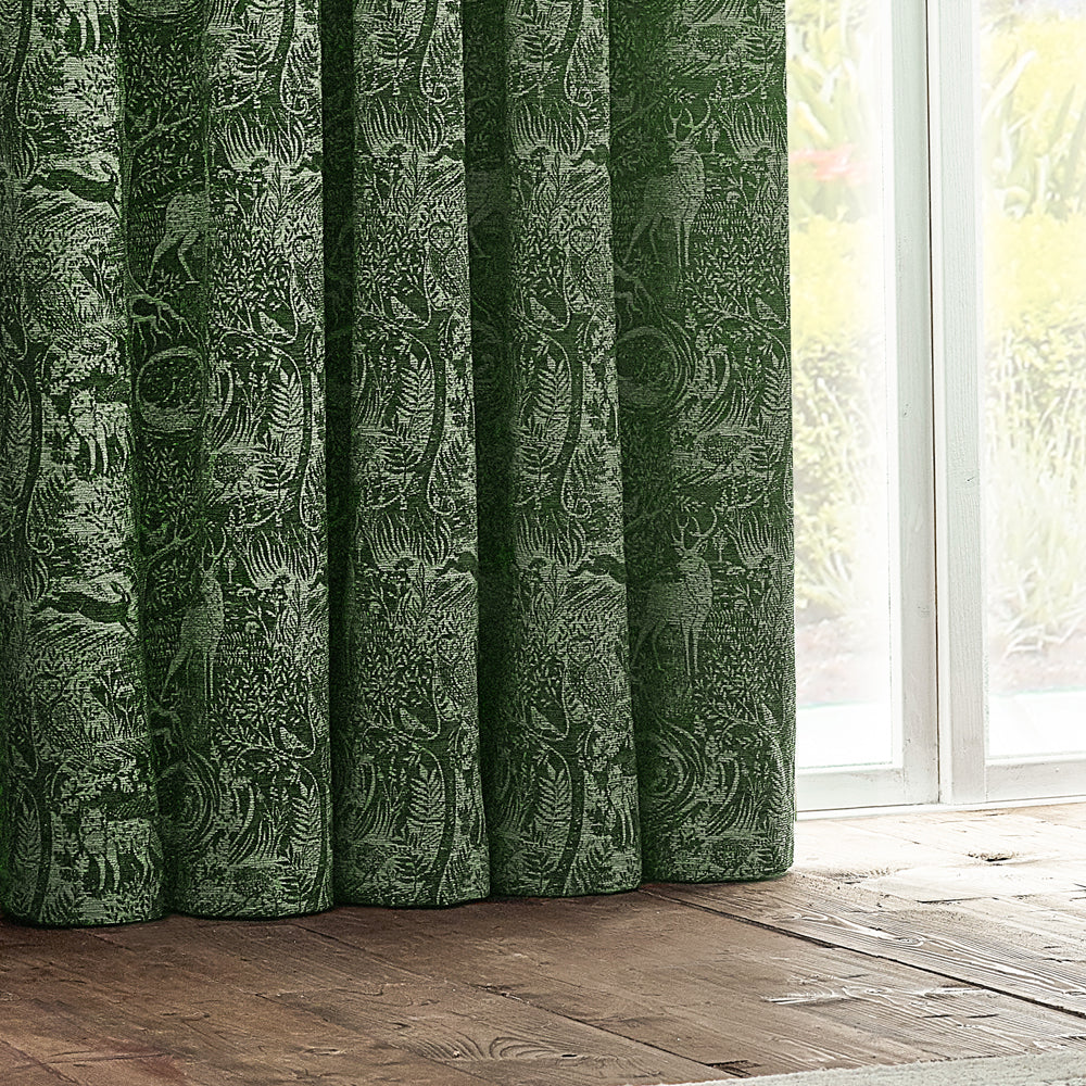 Winter Woods Chenille Room Darkening Eyelet Curtains Emerald