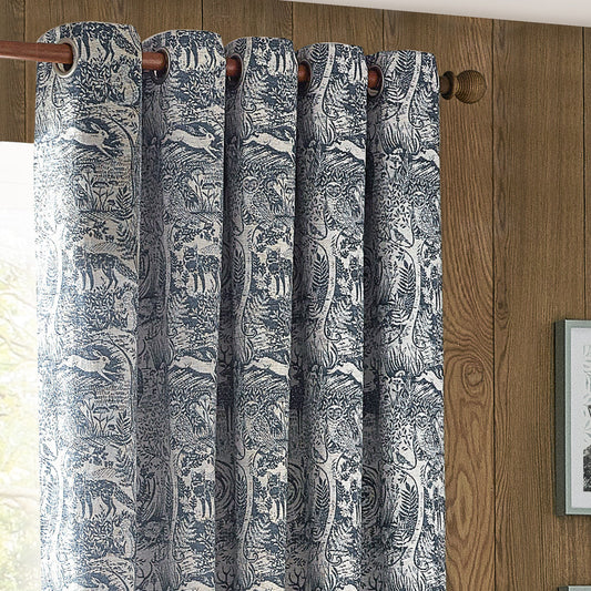 Winter Woods Chenille Room Darkening Eyelet Curtains Midnight