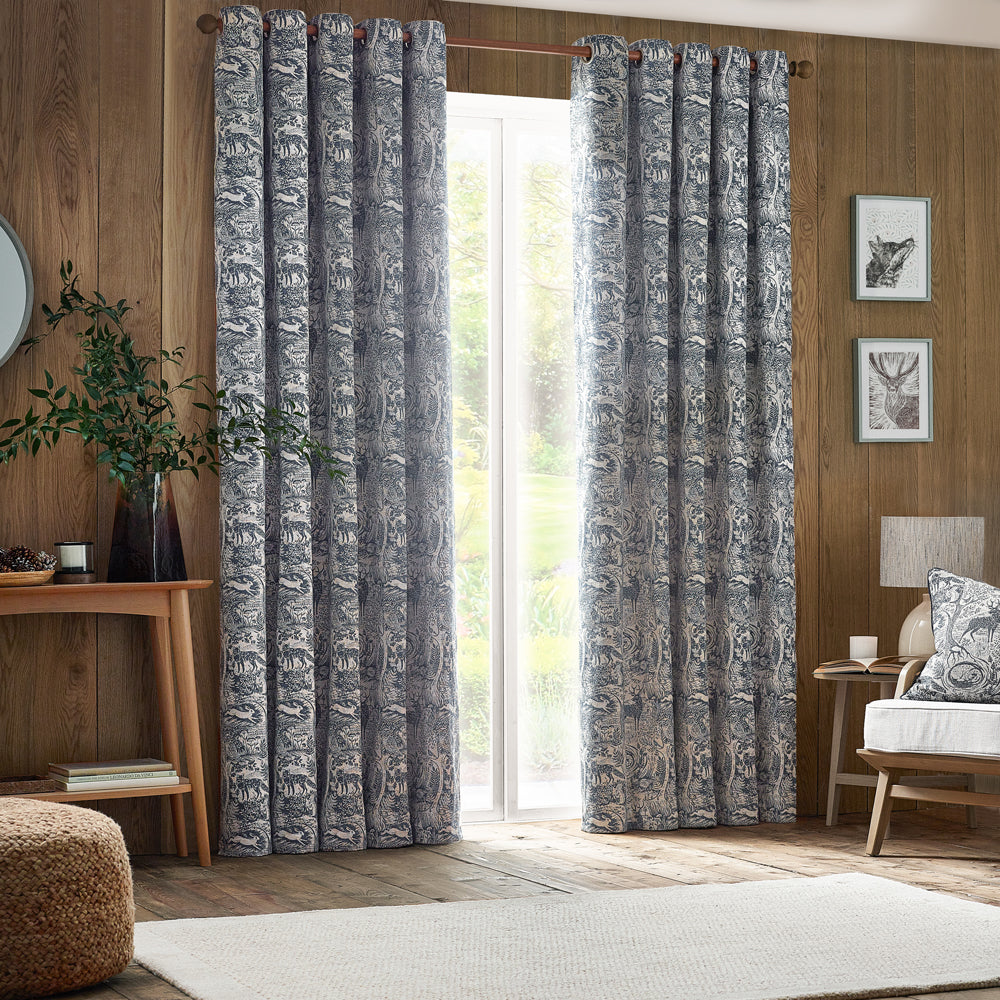 Winter Woods Chenille Room Darkening Eyelet Curtains Midnight