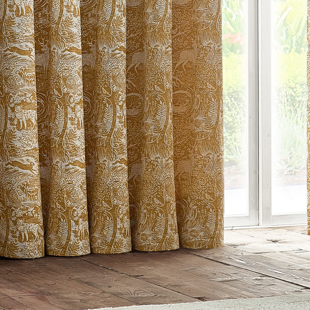 Winter Woods Chenille Room Darkening Eyelet Curtains Ochre
