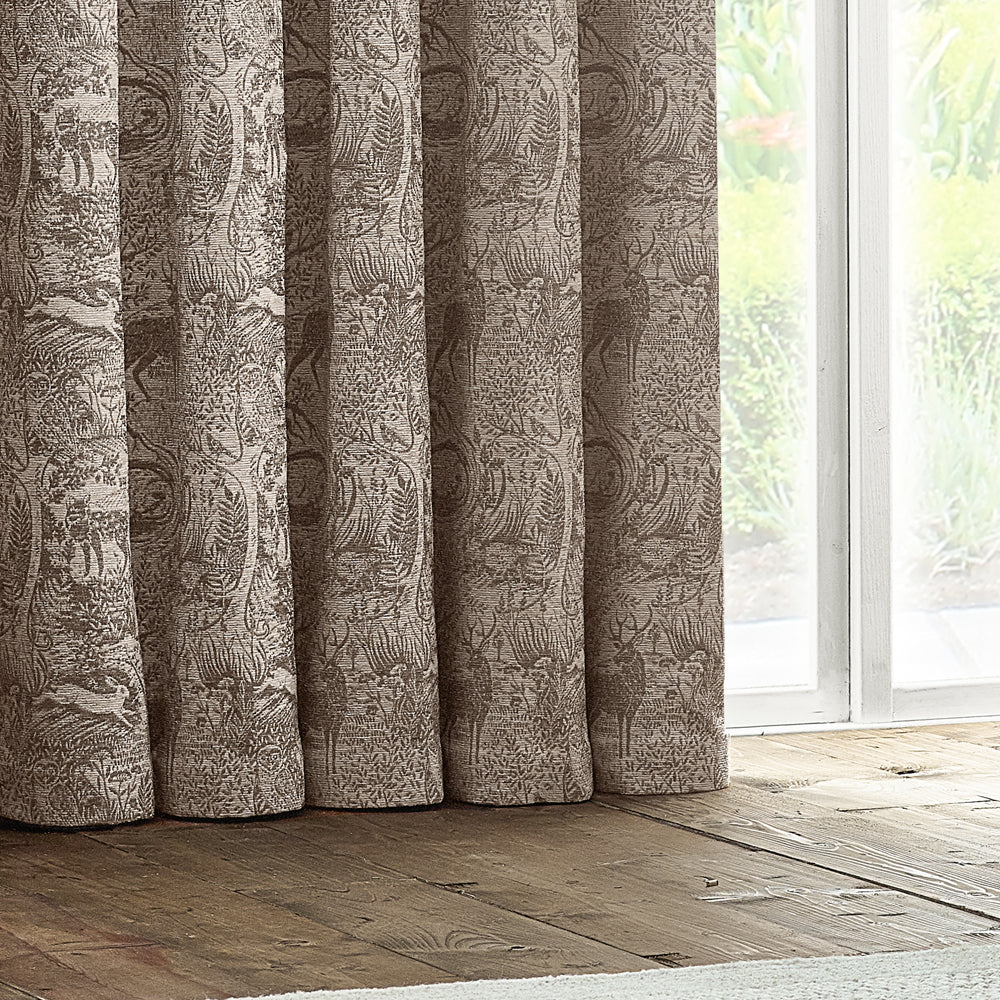Winter Woods Chenille Room Darkening Eyelet Curtains Taupe