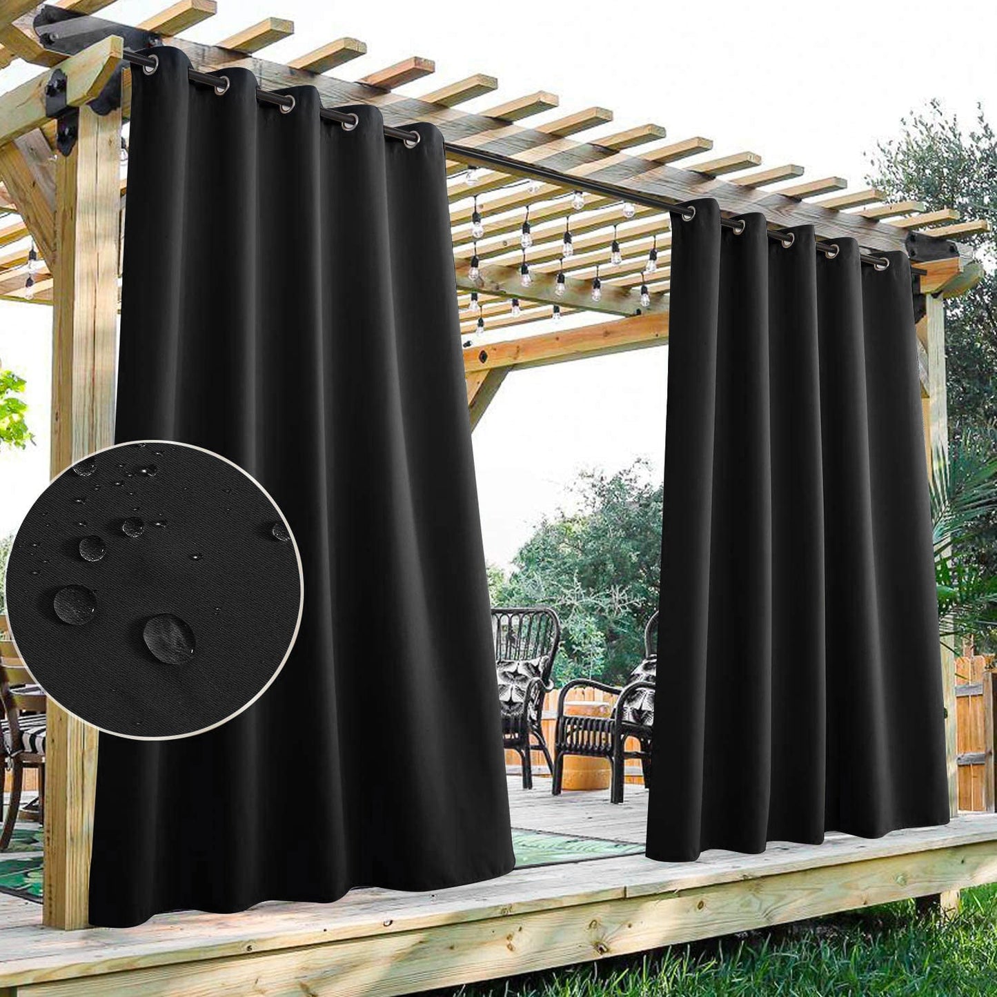Waterproof Grommet Top Patio Curtain Outdoor Curtain 2 Panels | Outdoor Standard