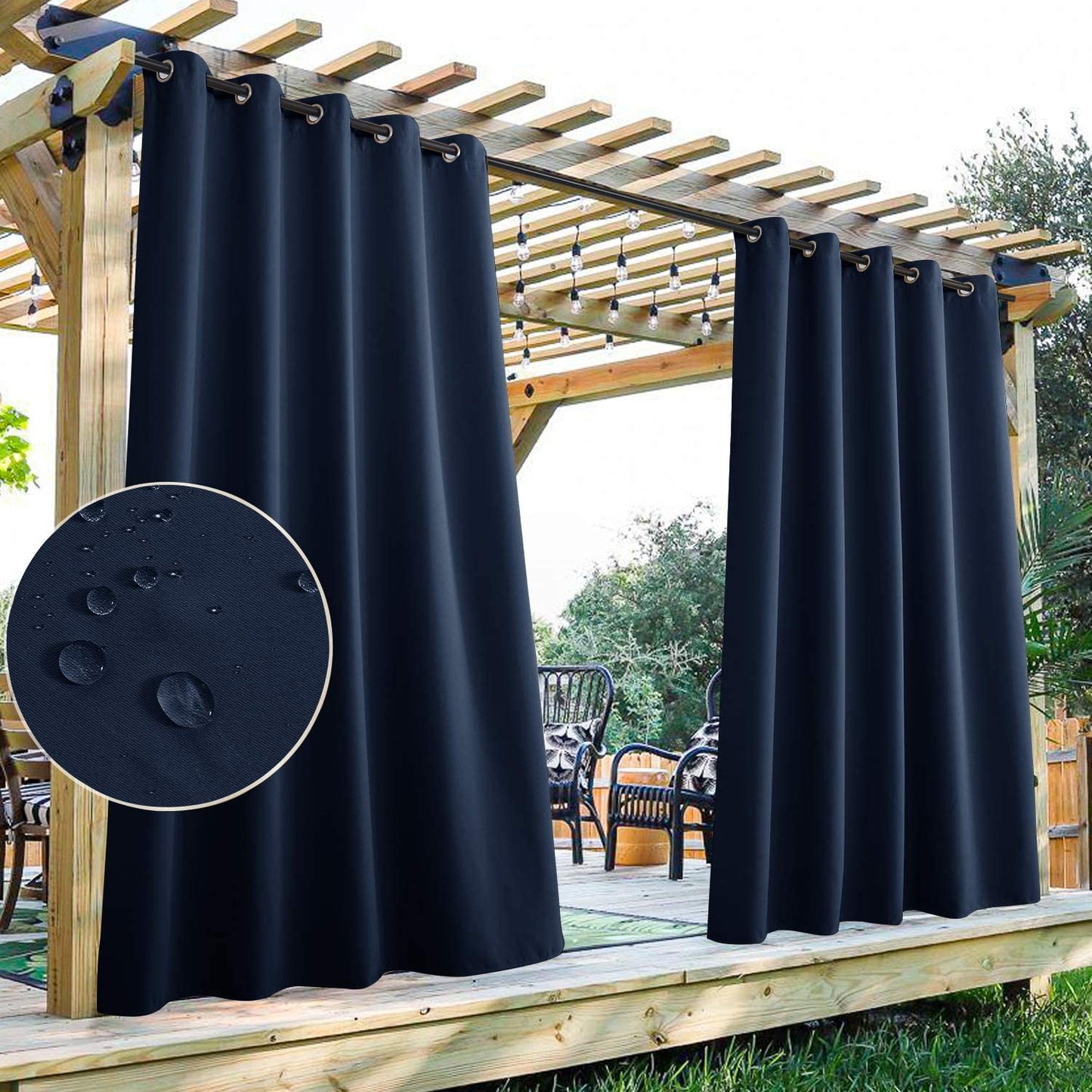 Waterproof Grommet Top Patio Curtain Outdoor Curtain 2 Panels | Outdoor Standard
