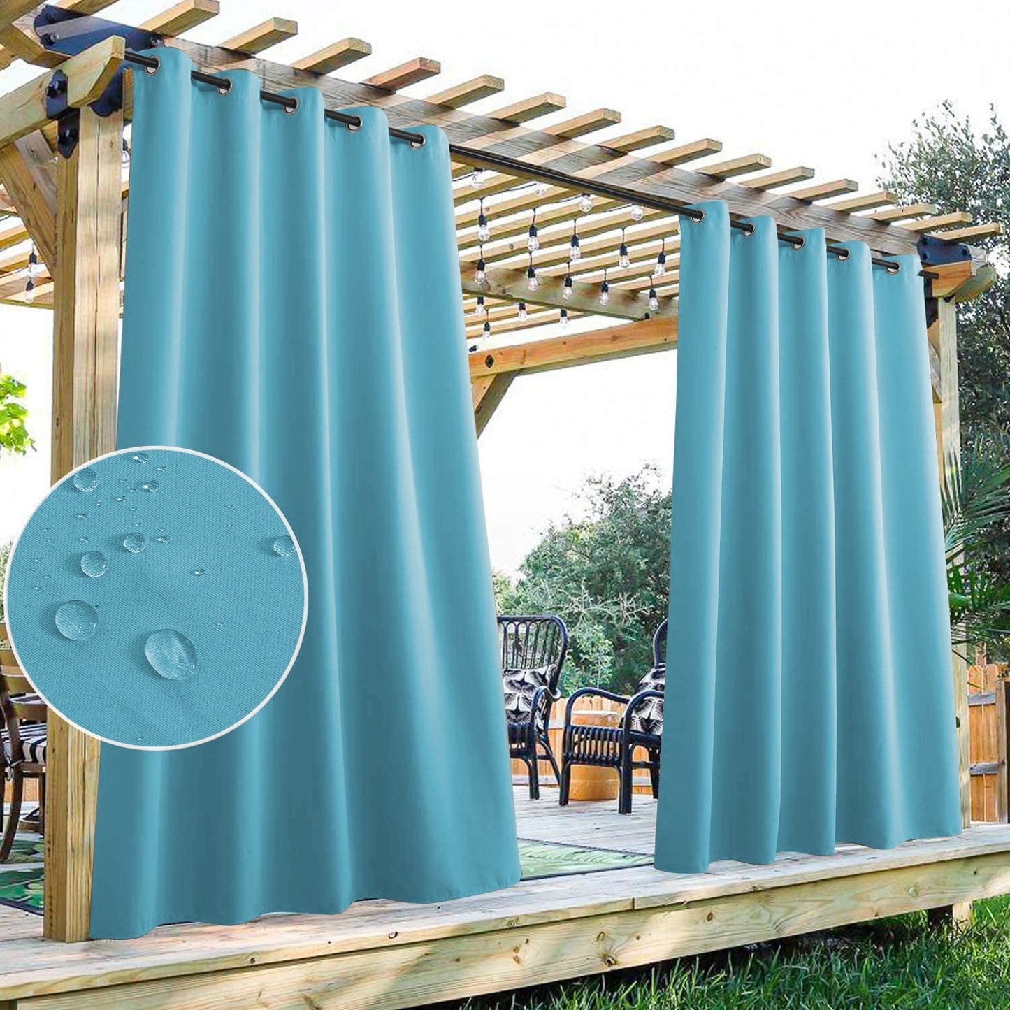 Waterproof Grommet Top Patio Curtain Outdoor Curtain 2 Panels | Outdoor Standard